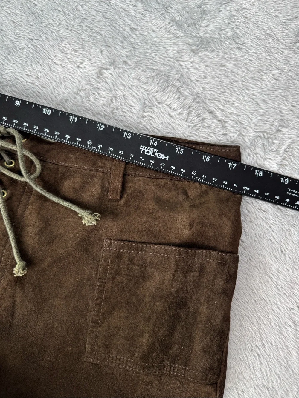 BB Dakota Brown Suede Leather Bootcut Lace Up Pants 13/14